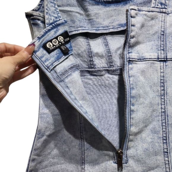 REWASH Acid Wash Denim Fitted Bodycon Dress XS - Picture 14 of 15